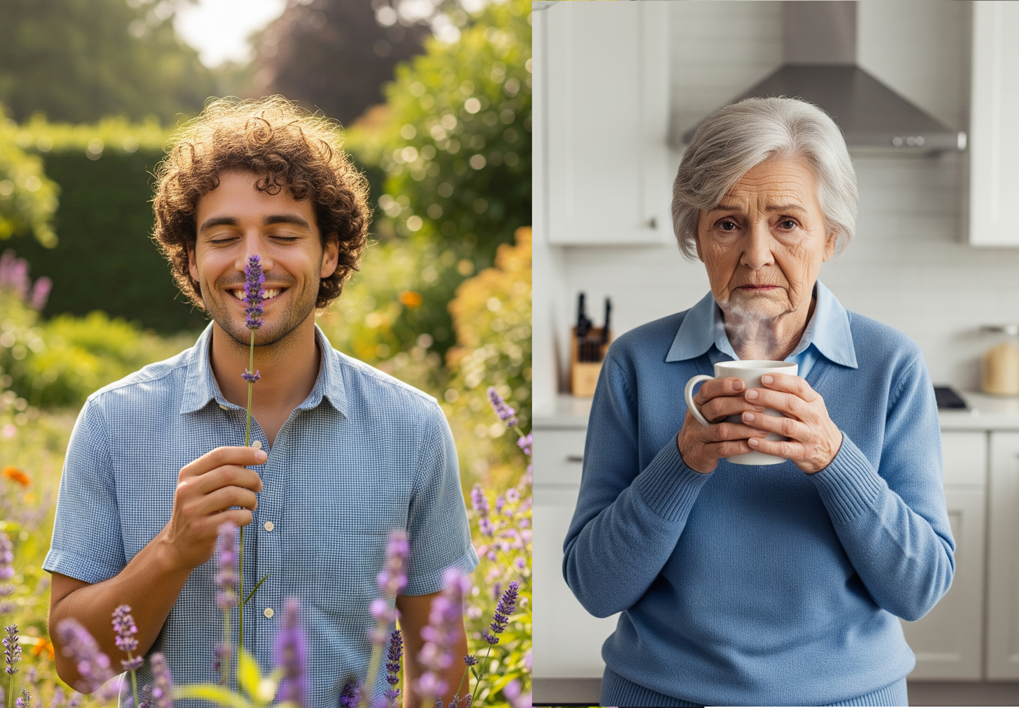 Mujer realizando rehabilitación olfativa